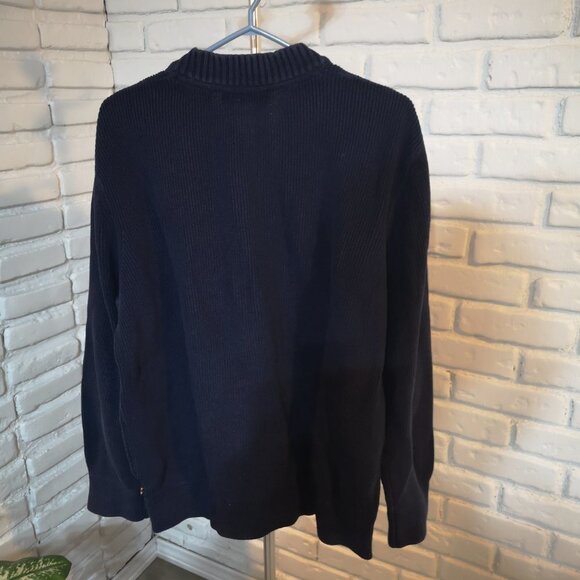 Eddie Bauer Men's 2 Button Closure XL Navy Sweater - Picture 2 of 8